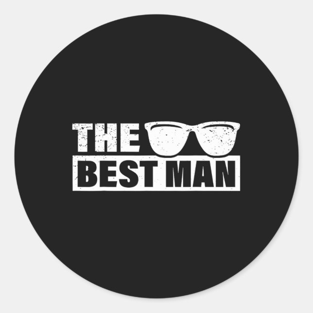 Best Man Wedding Groomsmen Funny Bridal Bachelor P Classic Round Sticker (Front)