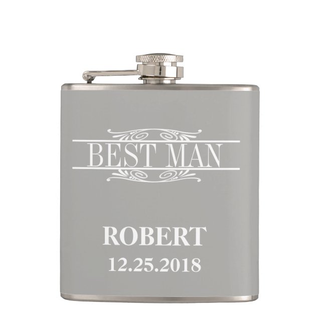Best Man Wedding Hip Flask (Front)