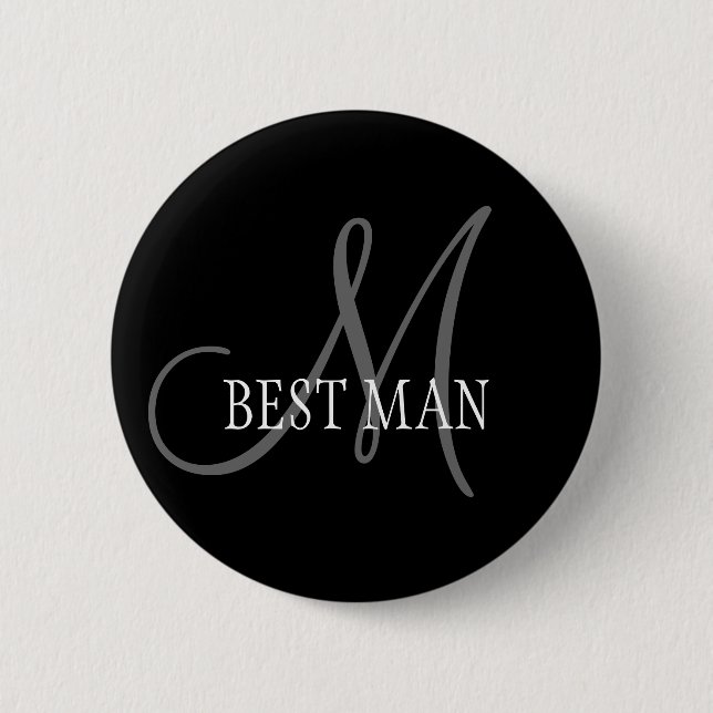 Best Man Wedding Monogram Button (Front)