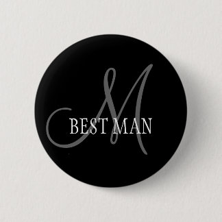 Best Man Wedding Monogram Button