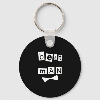 Best Man White on Black Key Ring