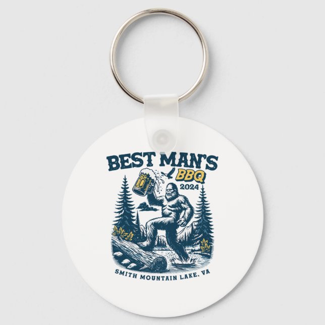 Best Man's Bbq Smith Mountain Lake Bigfoot  Key Ring (Front)