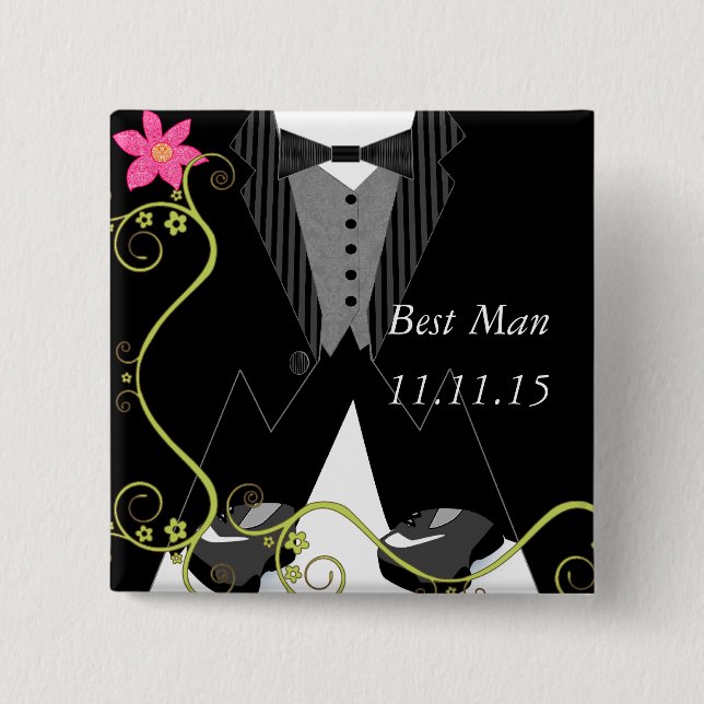 Best ManTuxedo Bow Tie Tennis Shoe Wedding Badges (Front)