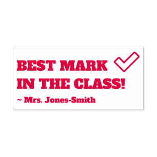 "BEST MARK IN THE CLASS!" + Custom Tutor Name Self-inking Stamp