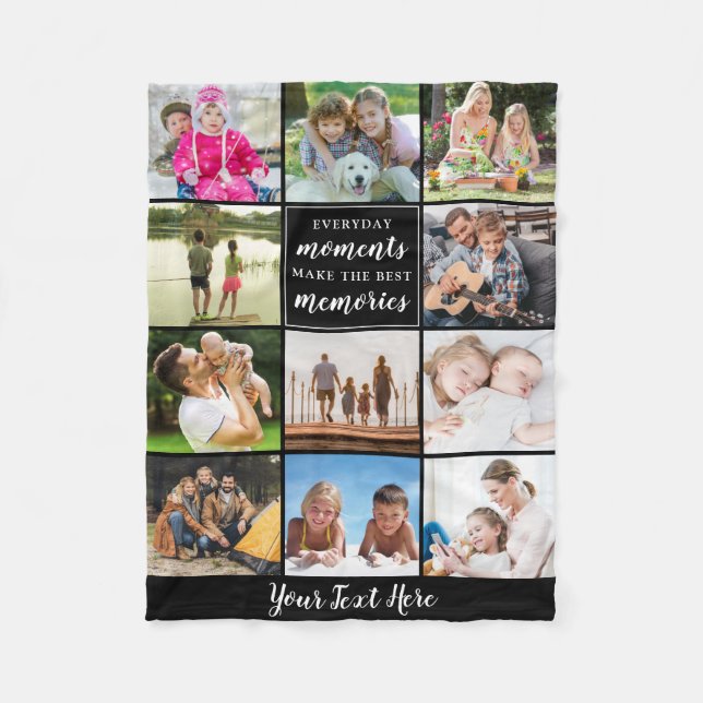 Best Memories Saying 11 Photo Collage Personalised Fleece Blanket (Front)