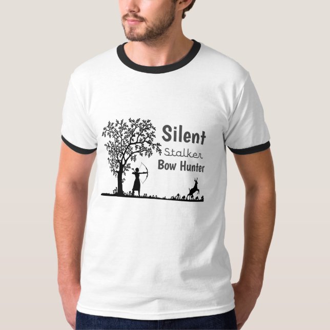 Best Men's Silen Stalker Bow Hunter T-shirt Design (Front)