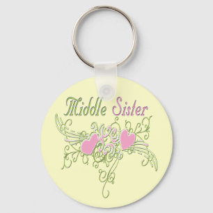 Best Middle Sister Swirling Hearts Key Ring