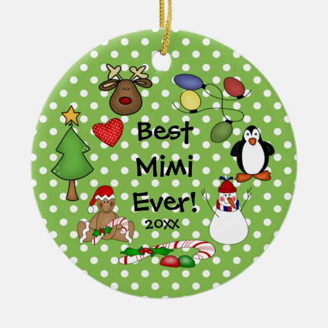 Best Mimi Ever Christmas Ornament (Front)
