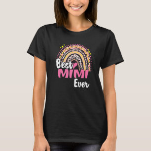 Best Mimi Ever Funny Pink Leopard Rainbow Mothers  T-Shirt