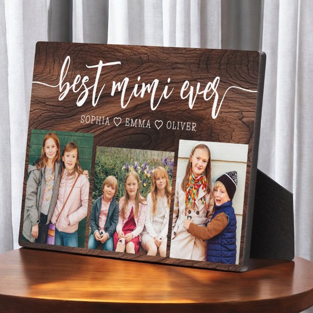Best Mimi Ever - Grandchildren Wood Photo Collage Plaque (Creator Uploaded)