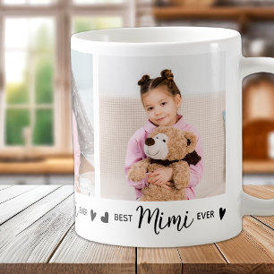 Best MIMI Ever Modern Personalized Grandma 3 Photo Coffee Mug