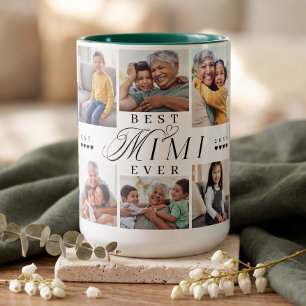 Best Mimi Ever Personalised 8 Photo Collage Gift Two-Tone Coffee Mug