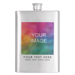 Best Modern Upload Photo Picture Or Logo Template Hip Flask