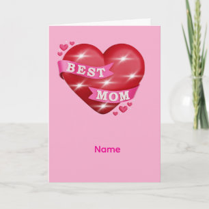 Best Mom 3D Glossy Red Heart Mother's Day Gif Card