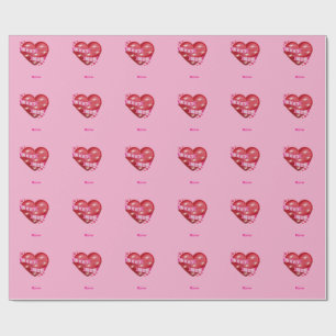 Best Mom 3D Glossy Red Heart Mother's Day Gif Wrapping Paper