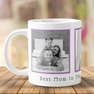 Best Mom Black and White 3 Photos Large Coffee Mug