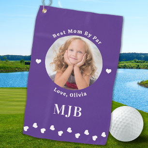 Best MOM By Par Personalised Stylish Chic Photo Golf Towel