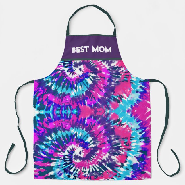 BEST MOM COLORFUL ABSTRACT TIE-DYE DESIGN  APRON (Front)