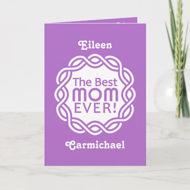 BEST MOM custom monogram greeting card (Front)