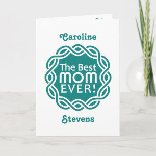 BEST MOM custom monogram greeting card