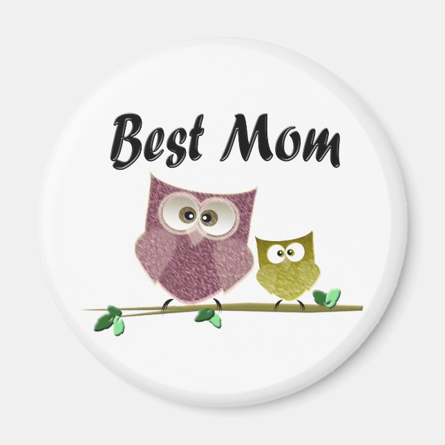 Best Mom, cute Owls art Magnet (Front)