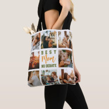 Best Mom Cute Trendy Collage Family Tote Bag