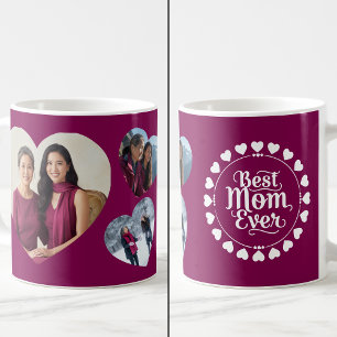 Best Mom Ever 3 Heart Photo Collage Keepsake Coffee Mug