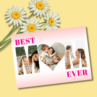 Best Mom Ever 3 Photo Stylish Happy Mother's Day  Card