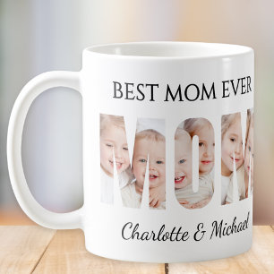 Best Mom Ever 3 Photos Cutout Letters  Coffee Mug