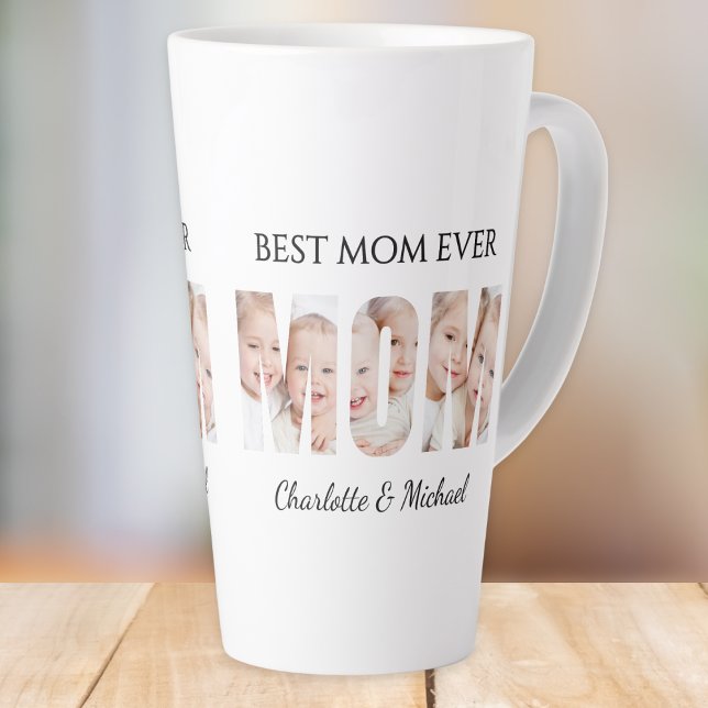 Best Mom Ever 3 Photos Cutout Letters Latte Mug (Creator Uploaded)