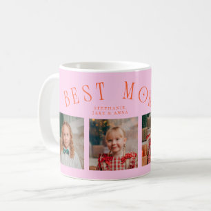 Best Mom Ever 4-Photo Orange Pink Mothers Day  Coffee Mug