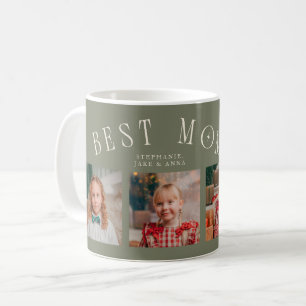 Best Mom Ever 4-Photo Sage Green Mothers Day  Coffee Mug