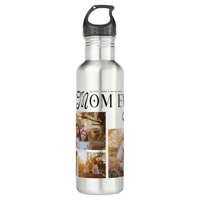 Best Mom Ever 4 Photos Heart Mothers Day Gifts 710 Ml Water Bottle (Front)