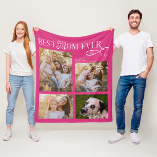 Best Mom Ever 4 Photos Heart Mothers Day Gifts Fleece Blanket
