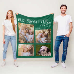 Best Mom Ever 4 Photos Heart Mothers Day Gifts Fleece Blanket