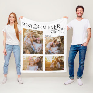 Best Mom Ever 4 Photos Heart Mothers Day Gifts Fleece Blanket