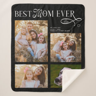 Best Mom Ever 4 Photos Heart Mothers Day Gifts Sherpa Blanket