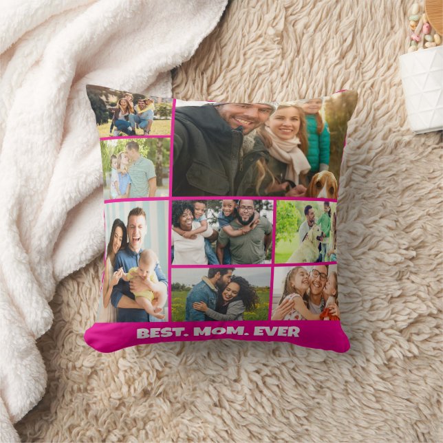 Best Mom Ever – 8 Photo Collage Frame Template Cushion (Blanket)