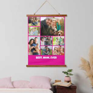 Best Mom Ever – 8 Photo Collage Frame Template Hanging Tapestry
