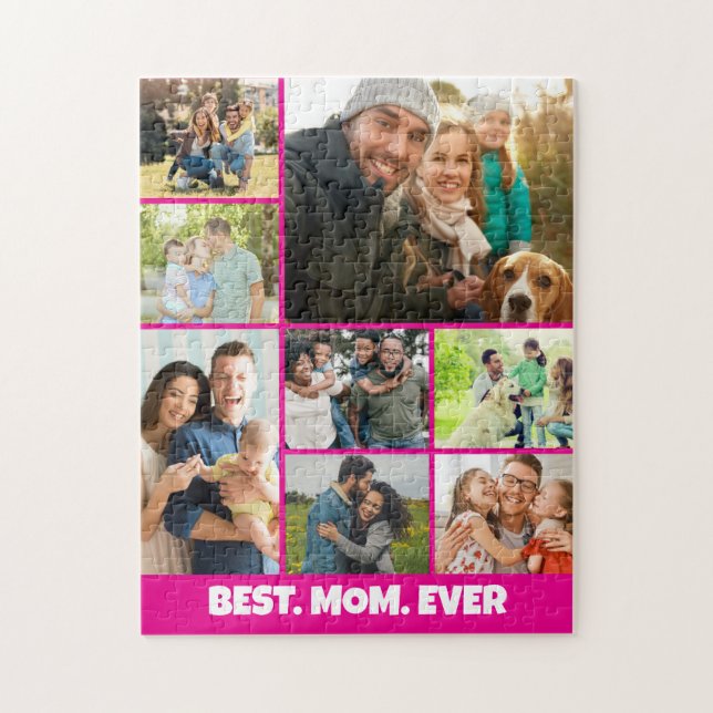 Best Mom Ever – 8 Photo Collage Frame Template Jigsaw Puzzle (Vertical)