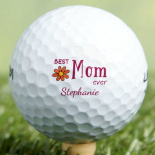 Best Mom Ever Birthday Pink Floral Name Gift Golf Balls