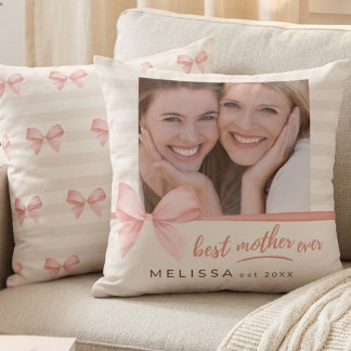 Best Mom Ever Blush Cream Photo Mother's Day  Cushion