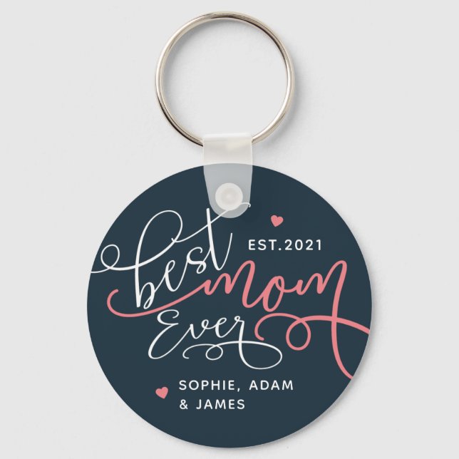 Best Mom Ever Calligraphy Script Keychain (Front)