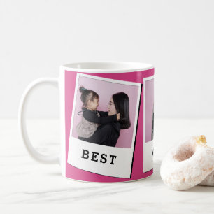 Best Mom Ever Custom 3 Photo Mug Pink