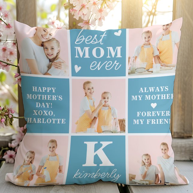 Best MOM Ever Custom 7 Photo Collage Mother's Day Cushion (Creator Uploaded)