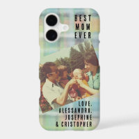Best Mom Ever Custom Photo Name Pastel Plaid Retro