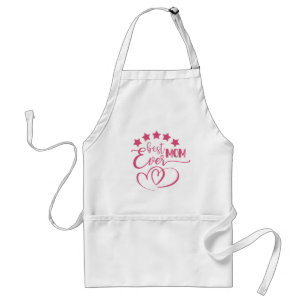 Best MOM Ever Cute Pink hearts & Stars Standard Apron