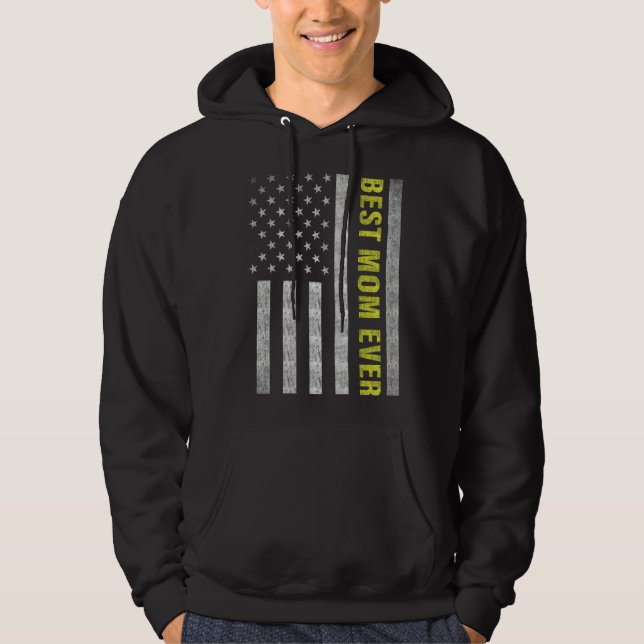 Best Mom Ever Dispatcher Mom Thin Yellow Line Hoodie (Front)