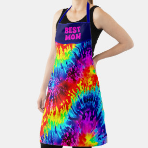 "BEST MOM EVER" DYNAMIC COLOR TIE-DYE DESIGN APRON