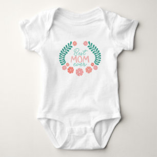 Best mom ever floral frame baby bodysuit